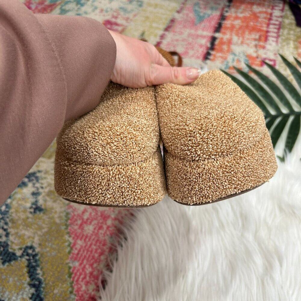 $595 AGL Beige Boho Slip On Chunky Platform Clog Mule 37 / 7 Resortwear Vacation - Picture 4 of 10